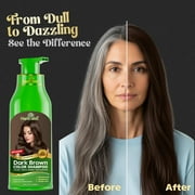 Herbishh Dark Brown Color Shampoo for Gray Hair, Permanent Hair Colour, Men & Women (500 ml)