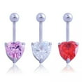 thumbnail image 3 of EOEMY Beauty Crystal Heart Dangle Navel Belly Button Ring Bar Body Piercing Jewelry-Gold-Purple, 3 of 8
