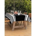thumbnail image 2 of Outdoor Tablecloth with Umbrella Hole & Zipper, Black Striped Rectangle Tablecloth 60x84 Inch, Modern Color Block Farmhouse Stripes Patio Table Cover Waterproof Table Cloth for Picnic/Party, 2 of 7