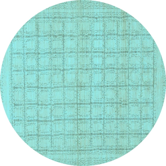 Ahgly Company Indoor Round Solid Light Blue Modern Area Rugs, 8' Round