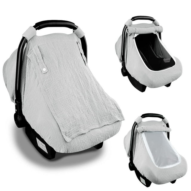 Fundas de asiento de coche para bebés, funda de verano para niños y niñas con ventana transpirable, capota ligera para asiento de coche infantil, color gris