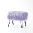 thumbnail image 3 of Faux Fur Foot Stool Ottoman – Upholstered Vanity Chair w/Natural Wood Legs - Soft Compact Padded Seat for Makeup Room, Living Room, Bedroom – Decorative Accent Furniture Lavender, 3 of 20