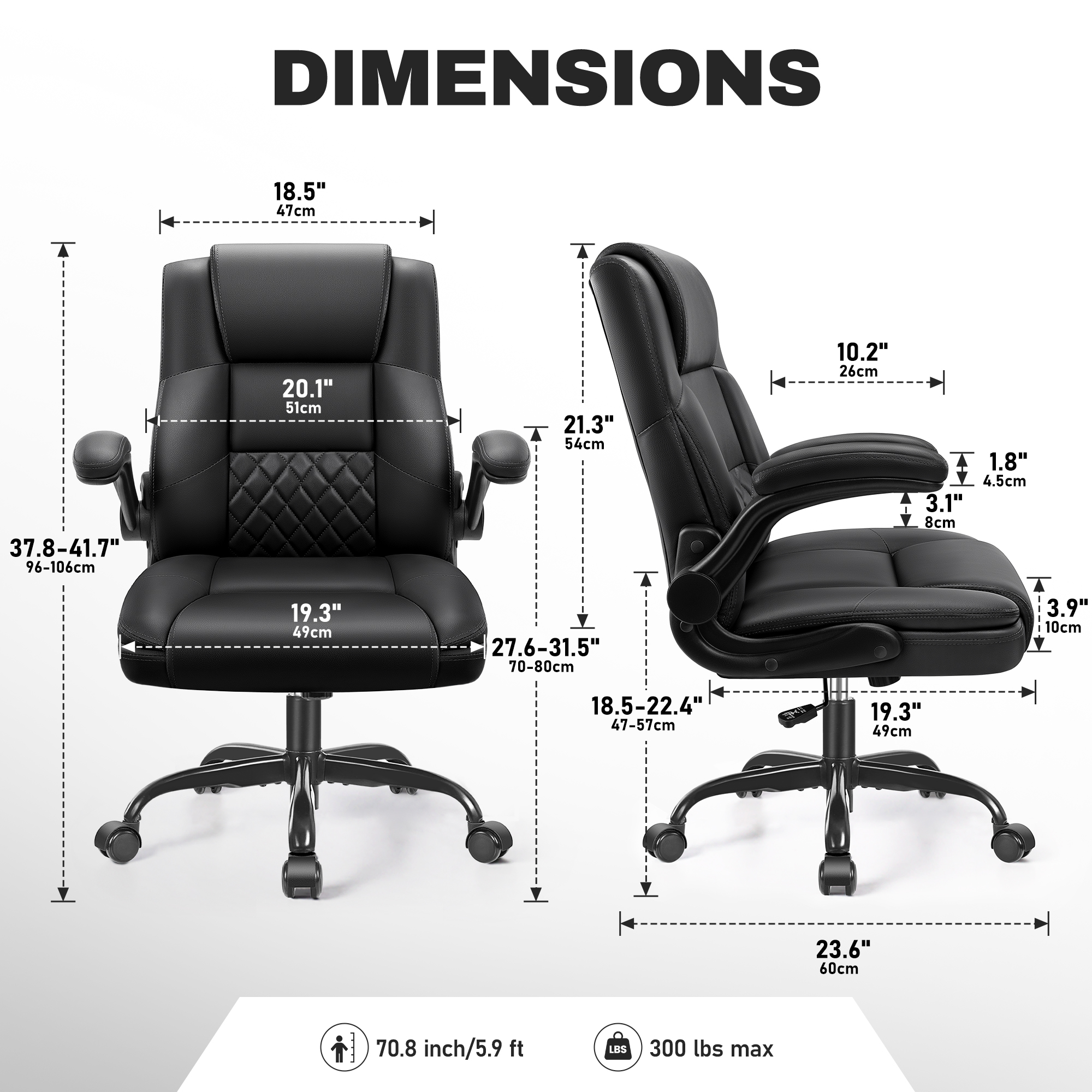 Coolhut Executive Leather Office Chair, Black photo 2