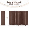 thumbnail image 2 of YODOLLA 6 Panels Room Divider, 6 FT Tall Weave Fiber Room Divider, Double Hinged Folding Privacy Screens, Freestanding Room Dividers, Brown, 2 of 7