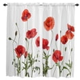 thumbnail image 2 of Red Corn Poppy Flower Curtains for Living Room Bedroom Curtains Kitchen Curtains for the Kids Room Window Treatments Drapes, 2 of 7