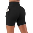 thumbnail image 4 of Gibobby Pantalones De Casuales Para Mujer Pantalones de yoga con rosca y cintura ajustada para mujer, versión de cintura alta, pantalones cortos deportivos con estampado de cr(Negro, S), 4 of 4