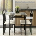 thumbnail image 4 of Costway 5 Piece Faux Marble Dining Set Table and 4 Chairs Kitchen Breakfast Furniture Grey, 4 of 7