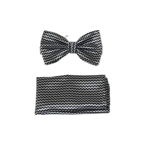 Men Bow Tie Hankie Formal Tuxedo, Business Suit #BT20 Black Silver