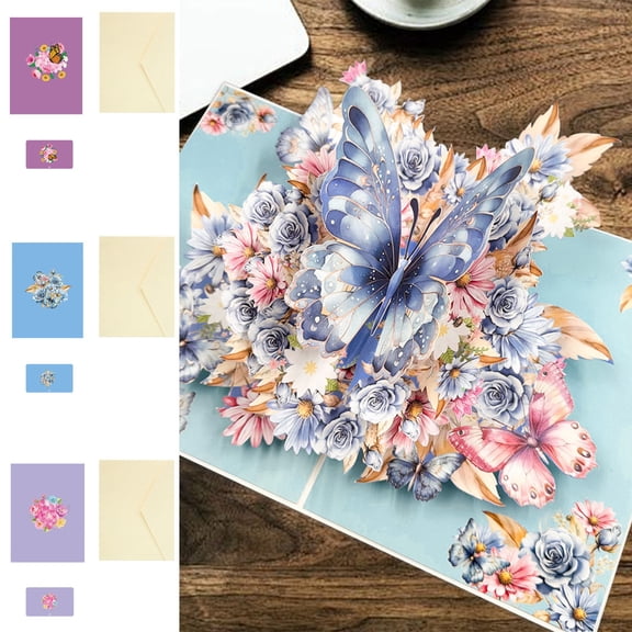 Butterflies & Flower Pop-Up Greeting Card with Envelopes – Premium Thank You Note Card for Birthday, Gratitude, Anniversary & Festival Wishes