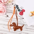 thumbnail image 3 of Inadays Leather Dachshund Keychain, Dachshund Keychain Bag Pendant Key Chain Cute Puppy Dog Charm Gifts, Coffee, 3 of 7
