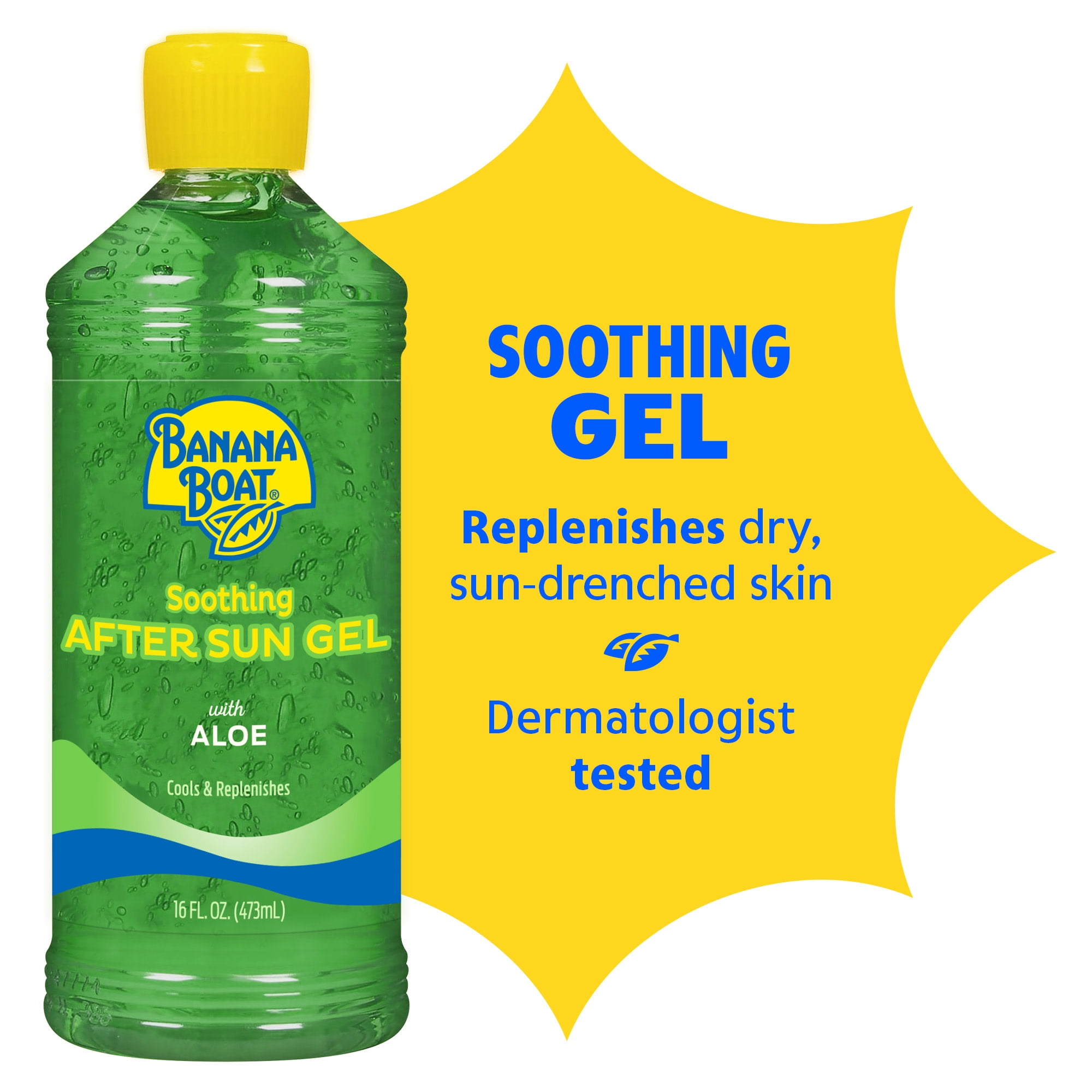 salt water bacen then aloe vera gel Banana Boat Soothing after Sun for Sunburn Relief, All Skin After Sun Protection, 16 fl oz Heart