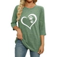 thumbnail image 3 of Enjoytime Shirts for Women Hearts Printing Round Neck 3/4 Sleeve Tops Business Casual Fall Winter Blouses 2025 Green XXL, 3 of 5