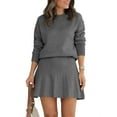 thumbnail image 6 of Fall Winter Long Sleeve Women 2 Piece  Skirt Sets Solid Color Knit Sweater and Mini Skirt Set, 6 of 6