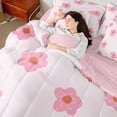 thumbnail image 4 of Castle Fairy Kids Pink Flower Twin Bedding Sets,Cartoon Floral Bedding Comforter Set, 4 of 8
