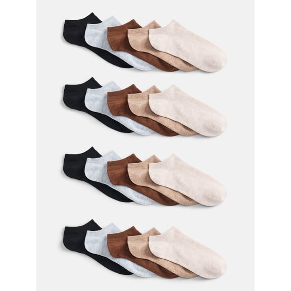 No Boundaries Low Cut Socks, 20-Pack, Women's