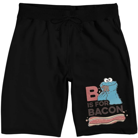 Sesame Street B Is For Bacon Men's Black Sleep Pajama Shorts-Medium