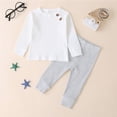 thumbnail image 2 of TAIAOJING Toddler Baby Girl 2Pcs Summer Clothes Set Outfits Long Knit Tee Kids Boys Solid Tops Sleeve Pants Outfits Causal Clothes Set 2-3 Years, 2 of 8