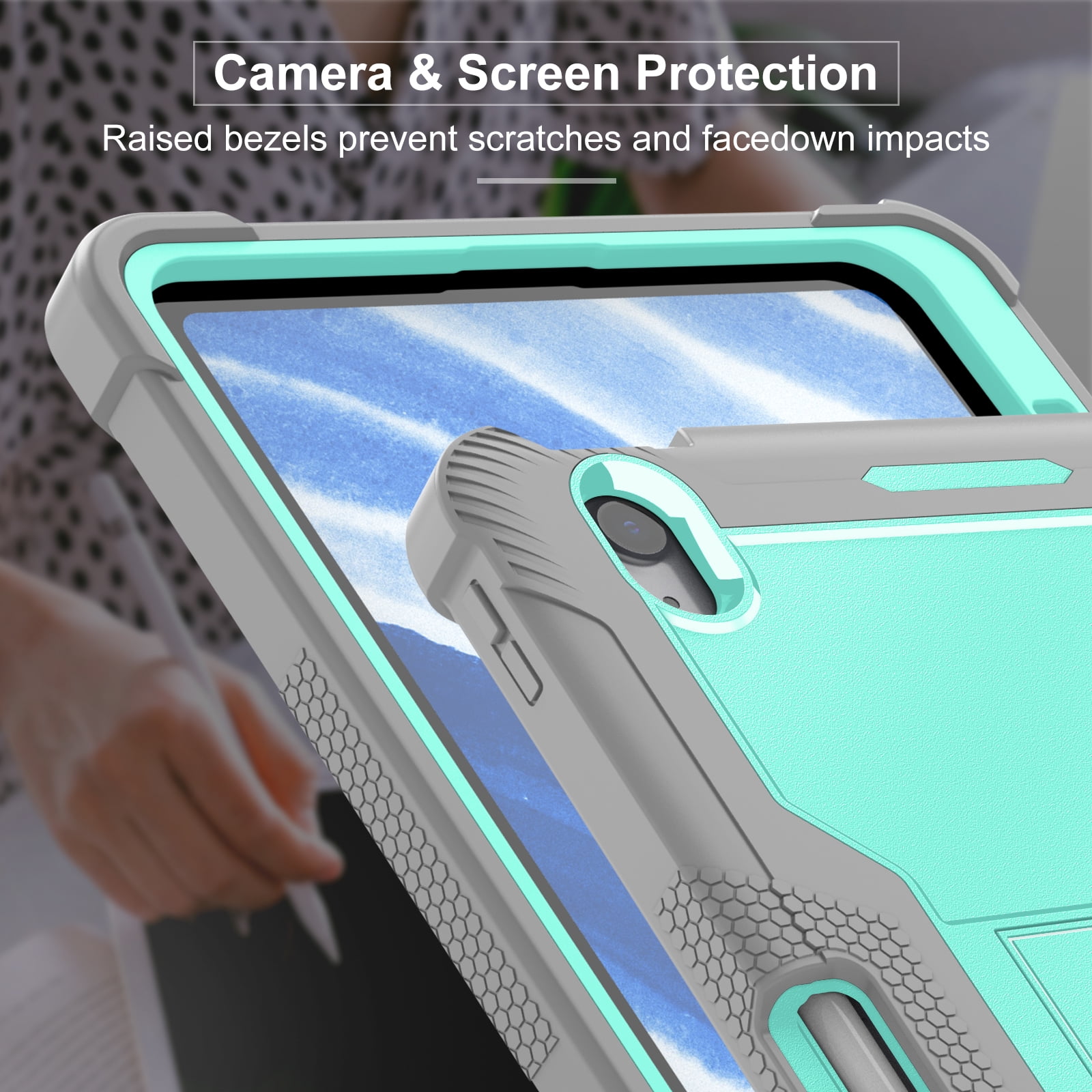 Allytechgroup Rugged Case for Apple iPad Air 11 M4 M3 M2 2026 2025 2024, Dual-Layers Kickstand Anti-Scratch Bumper With Pencil Holder Lightweight Kids Friendly Case Cover for iPad Air 11", Green