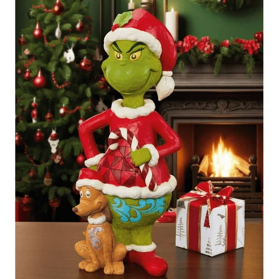 Jim Shore 20" Grinch & Max Hand Painted Statue Christmas Figure Decoration