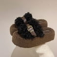 thumbnail image 2 of CHUMUD Women's Open Toe Platform Slippers Shearling-Lined Slip-On Slippers with Buckle Winter Fluffy House Bedroom Shoes, 2 of 6