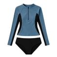 thumbnail image 4 of Girls Rash Guard Swimsuit Set， Long Sleeve Shirt with Bottoms Girls Bathing Suits (Navy/12), 4 of 4