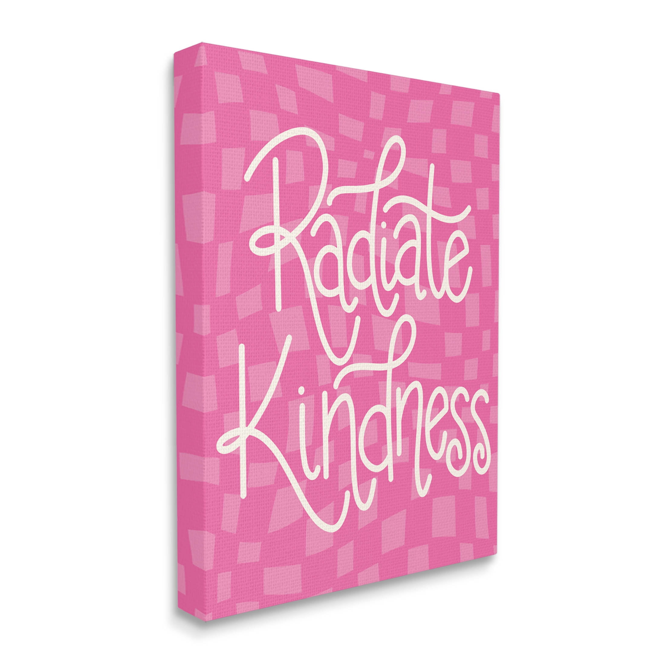 Radiate Kindness Pink Checkered Inspirational Graphic Art Gallery Wrapped Canvas Print Wall Art