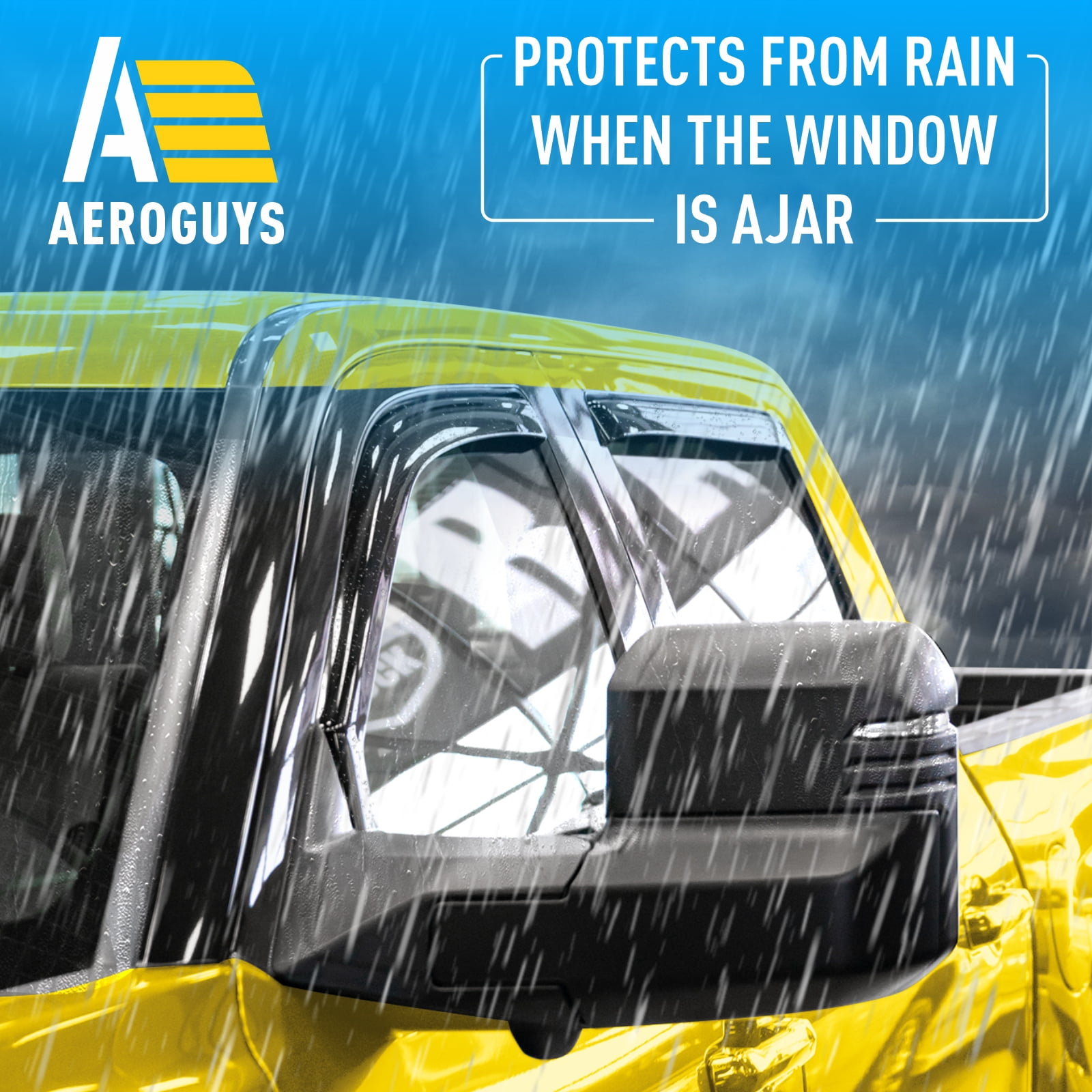 AEROGUYS Extra Durable Window Deflectors In-Channel Window Visors Rain Guards Fit for Toyota Tundra 2022-2026 CrewMax, Sun Visors, Wind Vent for Shades, Exterior Car Accessories - 4 pcs. AG0915