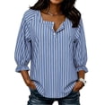 thumbnail image 2 of Guluxicc Women's Striped Shirts Scoop Neck Button Short Sleeve Basic Tops for Summer Casual Outfits, 2 of 8