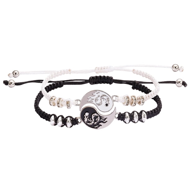 Chi y Yin Pulsera Patrón Amistad Relación PCS 2 Mujeres Joyería Hombres Pareja Pulsera Cuerda Regalo Pulseras