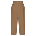 thumbnail image 5 of hoksml Women's High Waist Drawstring Pants, Casual Cotton Trousers with Pockets and Side Cutout Detail, 5 of 6