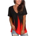 thumbnail image 2 of Summer Tops for Women Casual Flame Printed Tunic Short Sleeve V Neck Loose Fit T-Shirts Color Block Blouses, 2 of 6