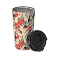 thumbnail image 2 of Picia Roosters And Peonies Flowers Pattern 500ml Carry Insulated Coffee Mug, Stainless Steel Travel Mug with Hidden Handle, Leak-Proof for Car, Office, Home, and Outdoor Use, 2 of 8