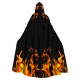 thumbnail image 2 of Capa unisex para mujer, larga, con capucha, para disfraz de cosplay, con estampado de llamas, para Halloween, 2 of 5