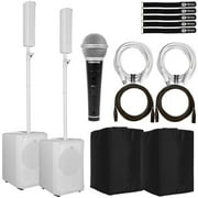 (2) RCF Evox J8-W Active Two Way Portable White Arrays with Protective Subwoofer Covers Package