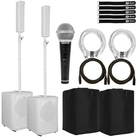 (2) RCF Evox J8-W Active Two Way Portable White Arrays with Protective Subwoofer Covers Package