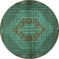 thumbnail image 1 of Ahgly Company Machine Washable Indoor Round Persian Turquoise Blue Traditional Area Rugs, 4' Round, 1 of 4