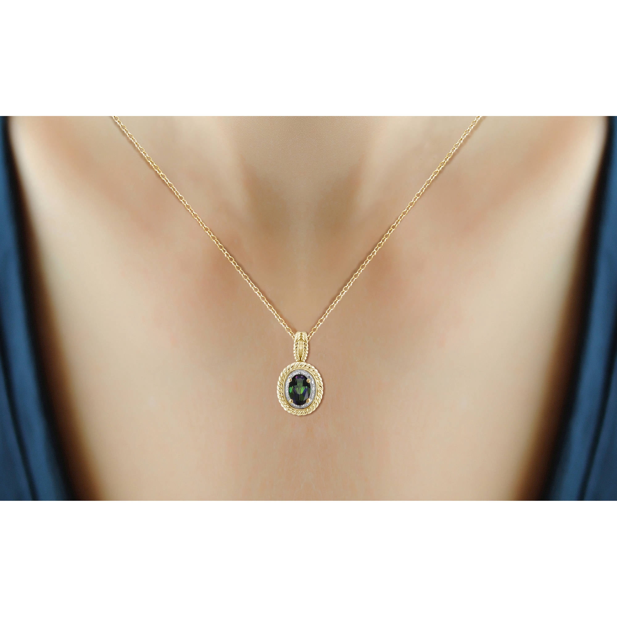 JewelersClub 1/2 Carat T.G.W. Mystic Topaz And White Diamond Accent 14K Gold Over Silver Pendant, 18"