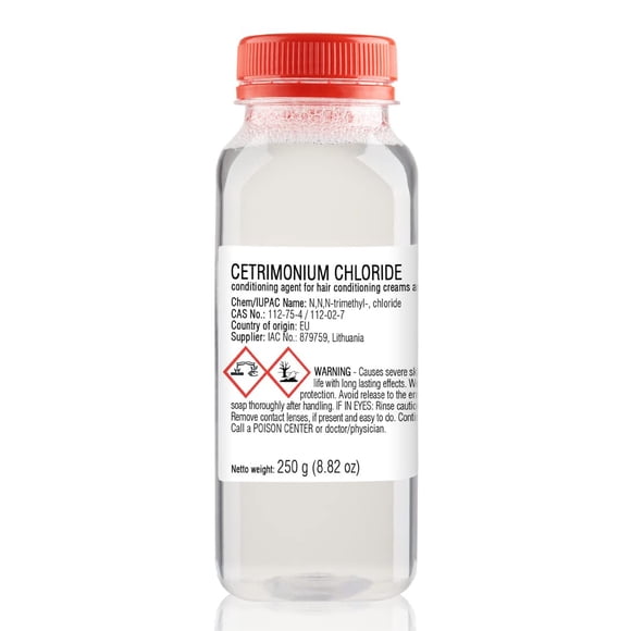 Cloruro de cetrimonio - 250 g | 8.82 oz - Líquido - para proyectos de manualidades de cosméticos DIY - Agente acondicionador para cremas y emulsiones acondicionadoras del cabello