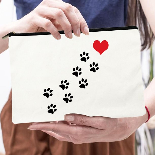 Bolsas de cosméticos con estampado de paz y perro para mujer, neceser de viaje con cremallera, organizador de artículos de aseo personal de gran capacidad LIUWENJING unisex