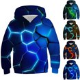 thumbnail image 4 of Odeerbi Teen Boys Hoodies Printed Pullover Hooded Sweatshirts Children's Long Sleeve Pattern Printed Hooded Sweatshirt Round Neck T-shirt Dark Blue, 4 of 4