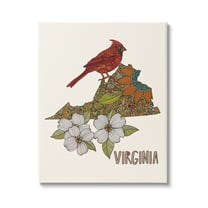 Stupell Industries Virginia Cardinal Bird Intricate Dogwood Floral Pattern Graphic Art Gallery Wrapped Canvas Print Wall Art, Design by Valentina Harper