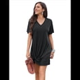 thumbnail image 3 of Vestido de Verano para Mujer, con Escote en V y Mangas , Color Negro, Talla XXL, 3 of 8