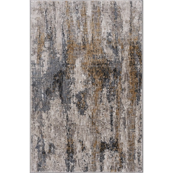 BoutiqueRugs Lurnea Contemporary Area Rug - Medium Gray, Mustard, Light Blue - 10' x 13'11"