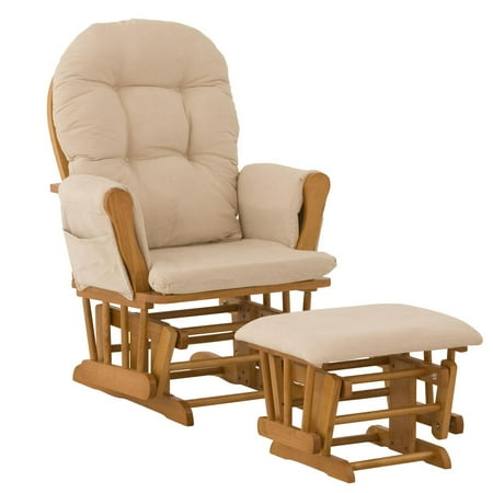 Stork Craft Custom Hoop Glider & Ottoman-Color:Beige Cushions,Finish:Oak Finish