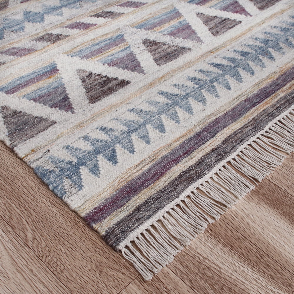 Laddha Home Designs 2' x 3' Handwoven Diamond Cotton Area Throw Rug - Gray and Tan