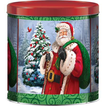 Great Value Christmas Popcorn Tin, Cardinal Santa, Assorted Popcorn, 21 oz.