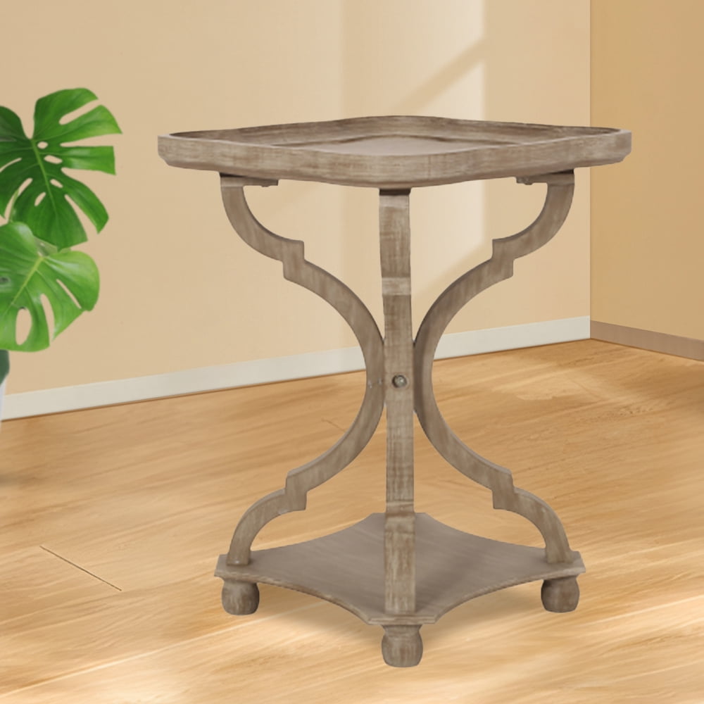 Table d'Appoint pour Salon, Table d'Accent Rustique Style Ferme avec Plateau Naturel, Finition Artisanale, Moderne, Naturel
