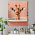 thumbnail image 4 of Qisvanset 12x16 Inch Bathtub Giraffe Canvas Wall Art, Soft Pink Safari Animal Whimsical Bathroom Wall Decor, 4 of 8