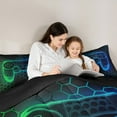 thumbnail image 5 of Manfei Green Blue Gamepad Twin Bedding Sets 7-Piece, Gamer Gaming Theme Bedding Comforter Set, Teens Kids Boys Girls Reversible Sheet Sets, Lightweight Room Decor, 5 of 8
