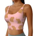 thumbnail image 2 of Sports Bras For Women Workout Tank Tops, Bird Capybaras Pink Running Vest With Removable Cups, 2 of 2